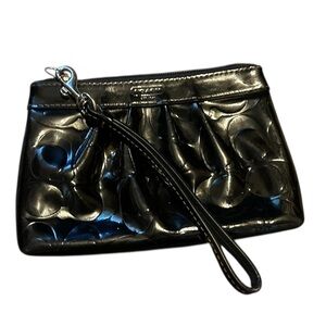 Coach Black Patent Leather Wristlet Clutch